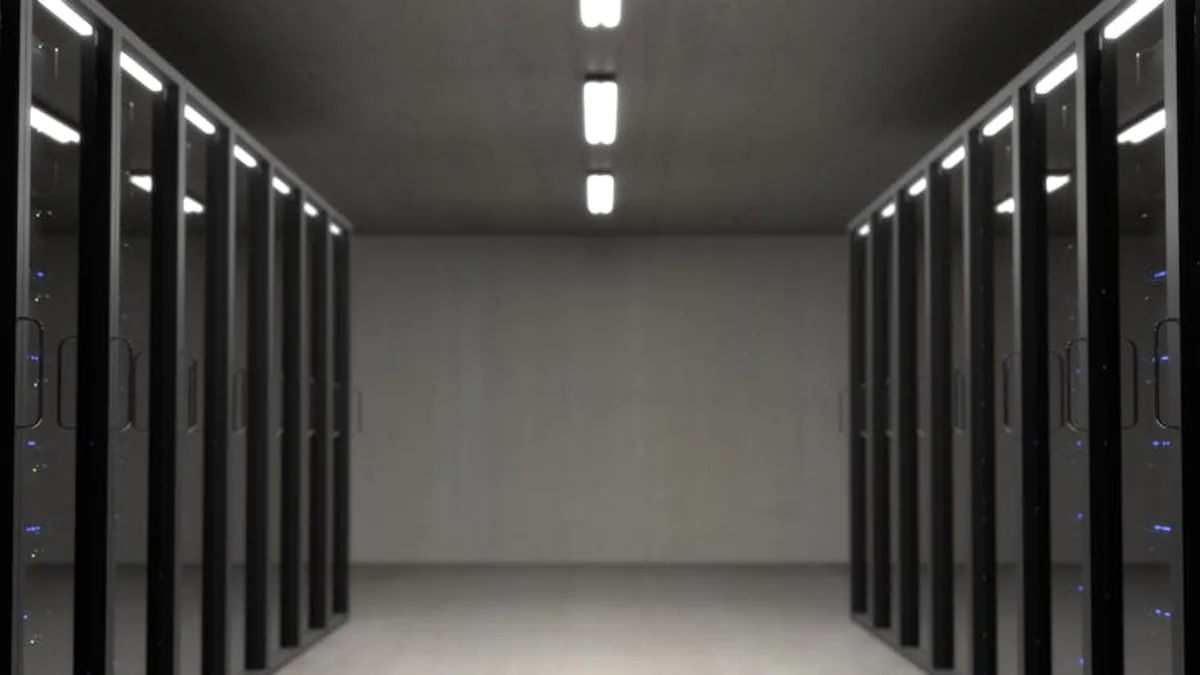 Server racks representing cloud AI hardware compared with local browser AI testing