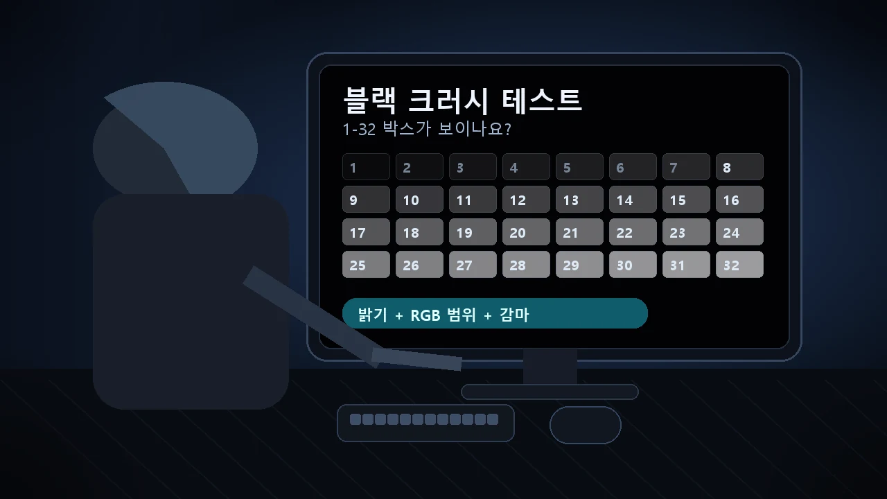 블랙 크러시 테스트: 모니터 암부 디테일 확인 및 수정