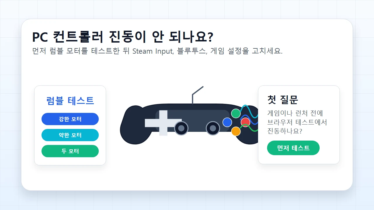 PC에서 컨트롤러 진동이 안 될 때: 럼블 테스트와 해결 순서