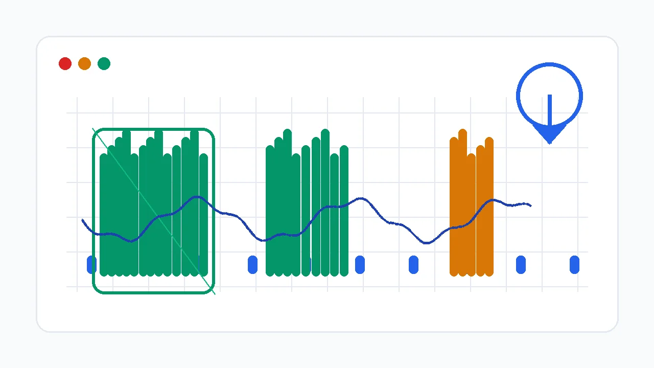 Drag click CPS timeline showing separated clicks, flat caps, and skipped gaps