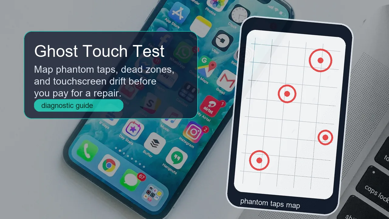 Touch screen diagnostic test with grid coverage, multi-touch, and precision checks
