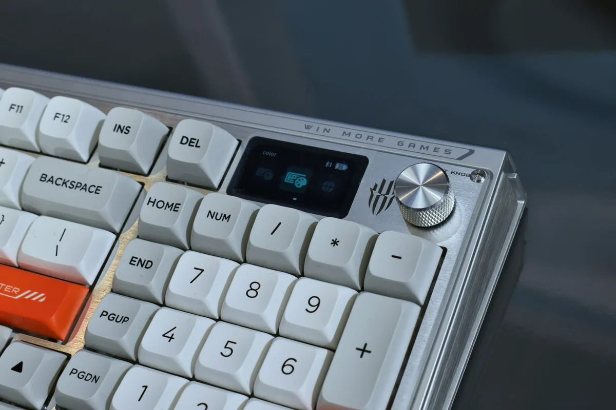 Close-up of a modern mechanical keyboard display used while checking keyboard Hz
