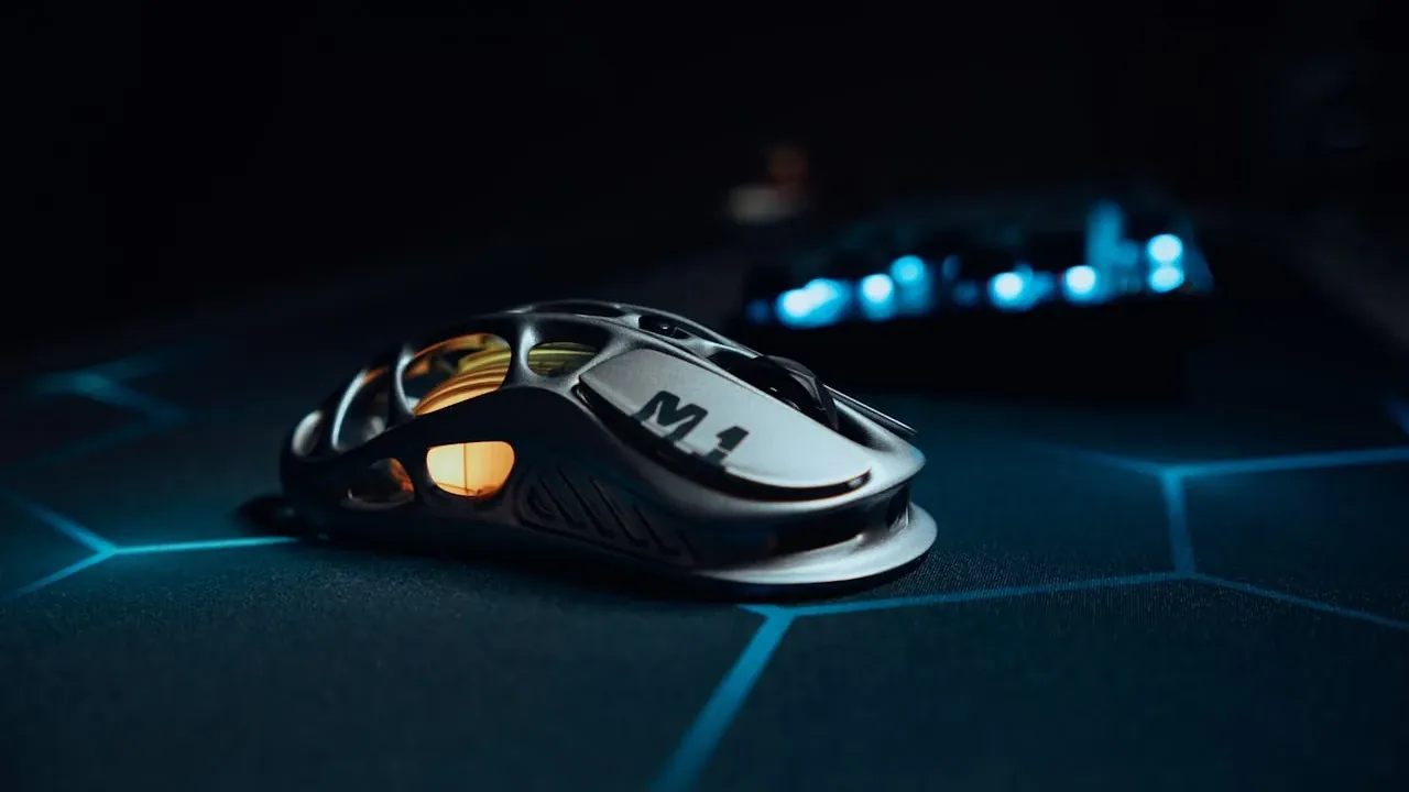 Gaming mouse on mousepad for clean click accuracy and APM practice