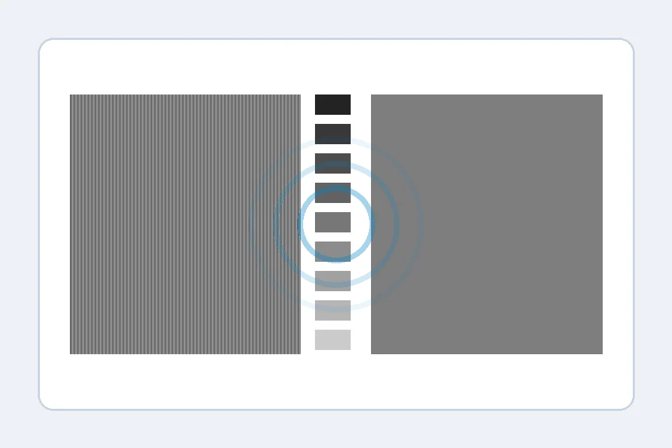 Text-free gamma stripe pattern next to a solid gray patch used to judge gamma 2.2 by eye