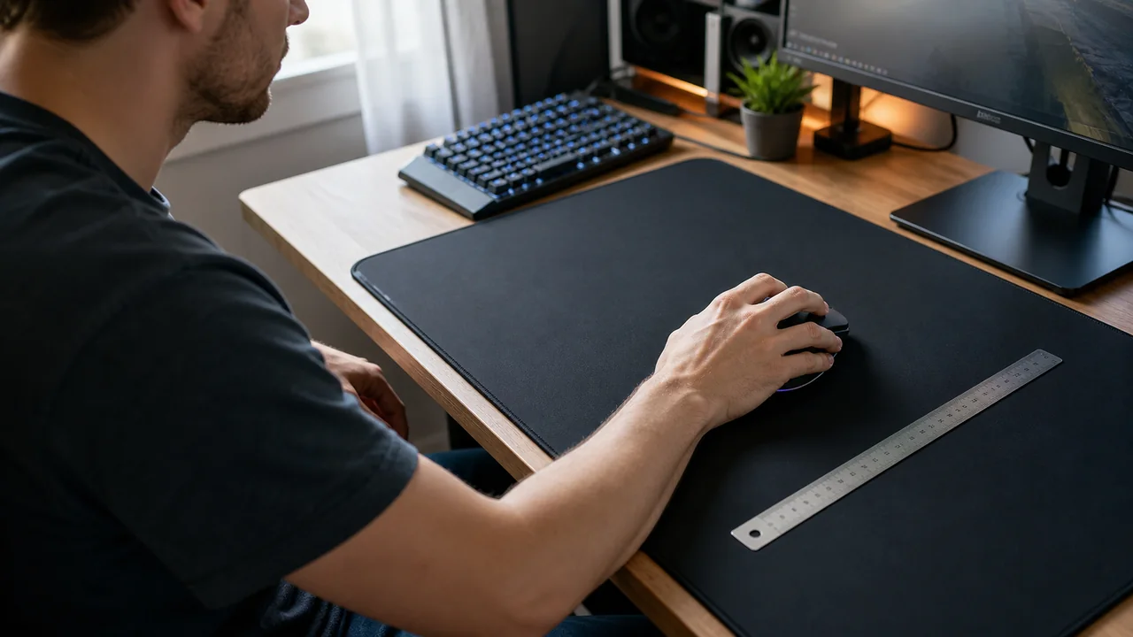 Gamer measuring mouse movement on a mousepad to diagnose why the same DPI feels different