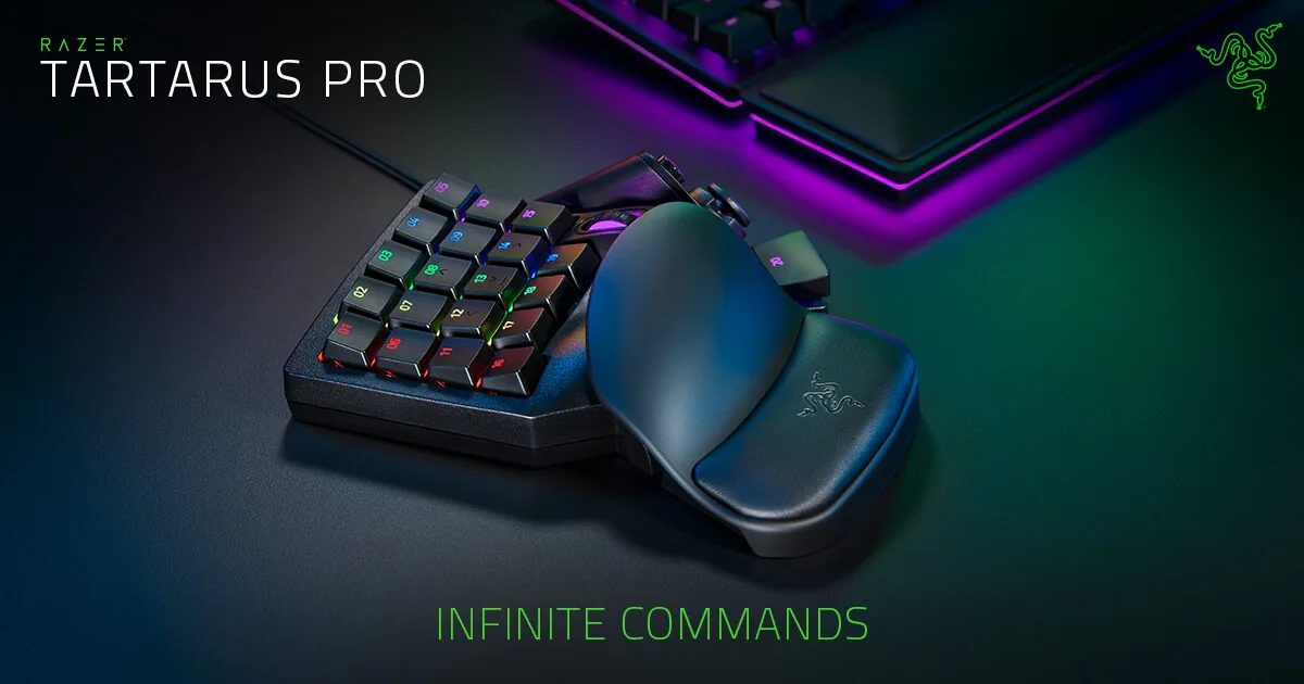 صورة المنتج الرسمية للوحة كيباد الألعاب Razer Tartarus Pro بمفاتيح بصرية تناظرية