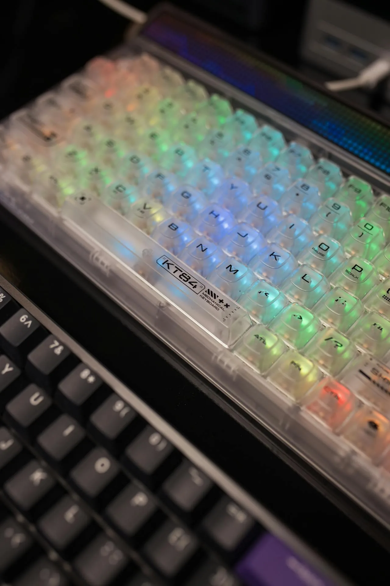 Transparent compact mechanical keyboard with RGB lighting