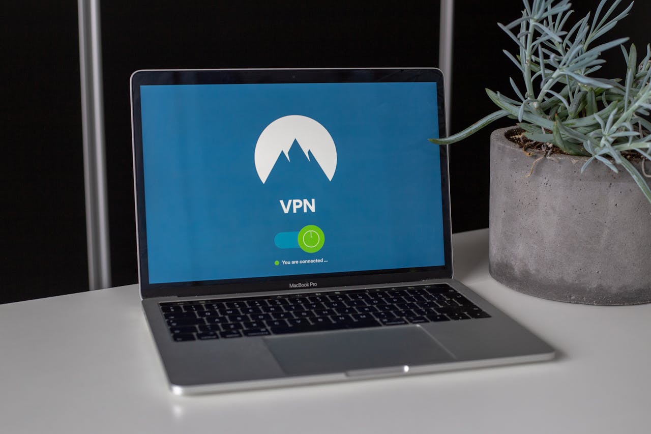 Laptop with active VPN app — testing for a WebRTC IP leak in the browser