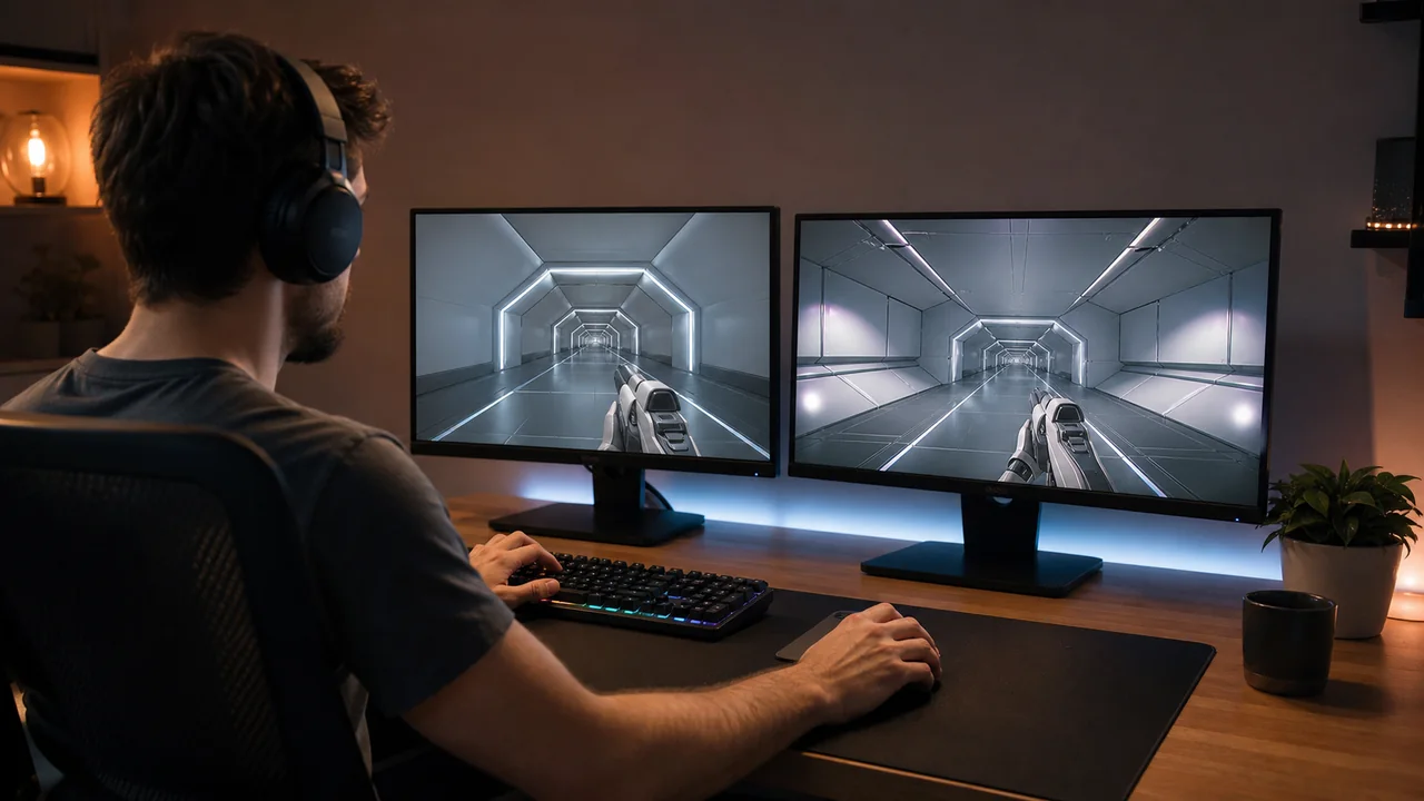 Gamer comparing how the same field of view looks across two first-person games